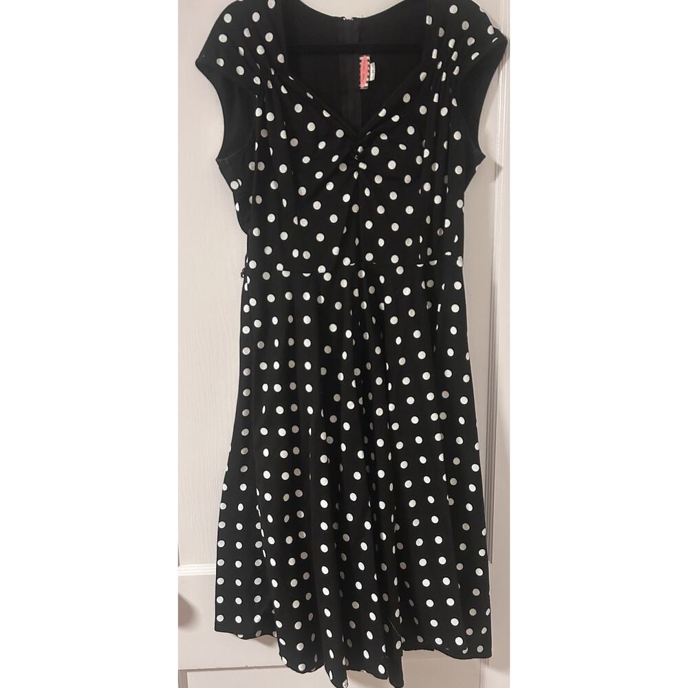 Pinup Couture Vintage Style Retro Heidi Black Dress White Polka Dots 2X